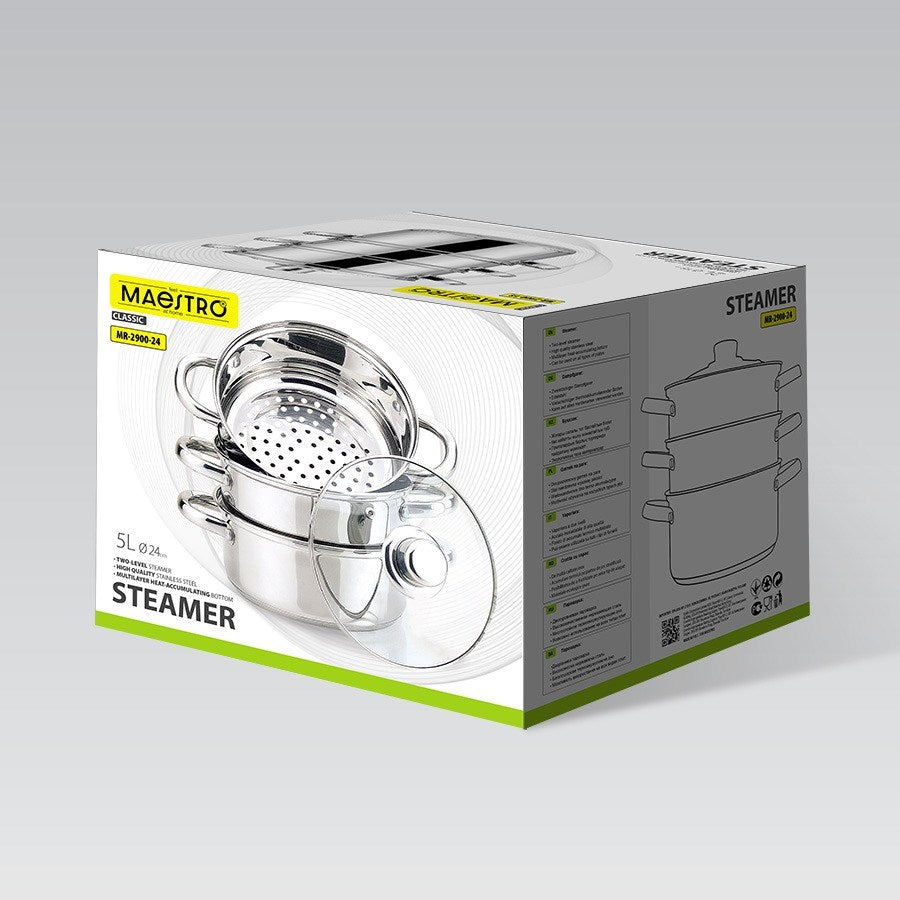 Maestro Steamer Pot 24 cm 5 L Multi-Layer Insulation 2300 g Model MR-2900-24