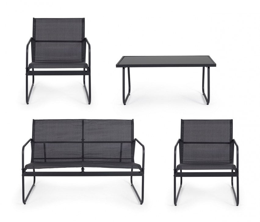 Black Forest Garden Furniture Set - Sofa, 2 Armchairs and Table