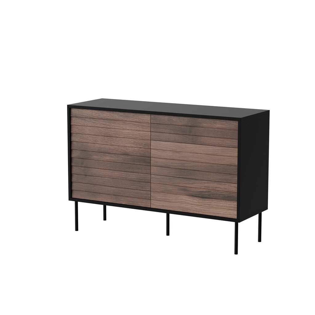 Cama CORTINA 1D3S Chest of Drawers 120x40x81 Black/Walnut