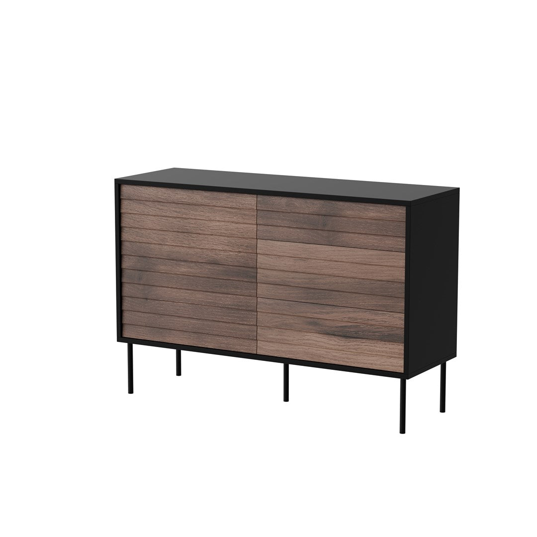 Cama CORTINA 1D3S Chest of Drawers 120x40x81 Black/Walnut