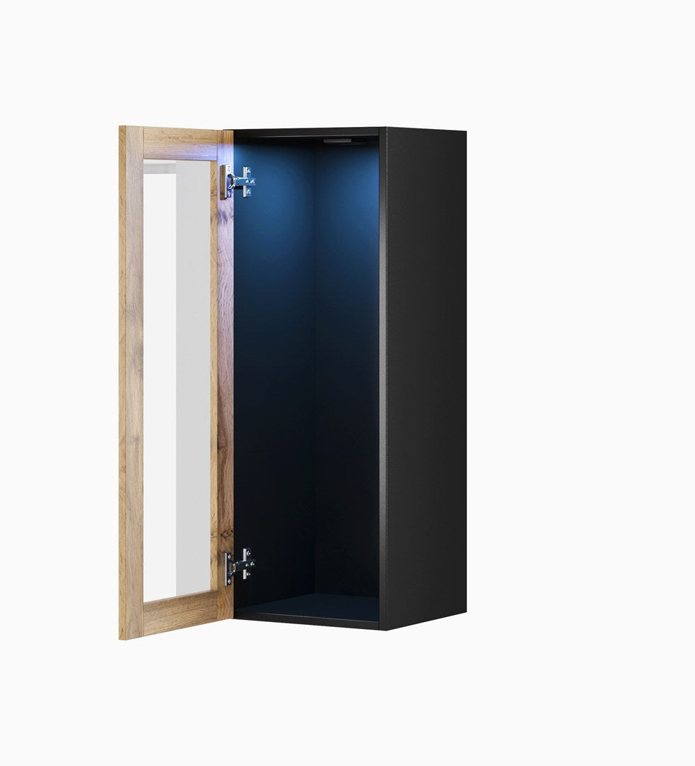 Cama Cabinet VIGO 90 Glass 90/35/32 Black/Wotan Oak