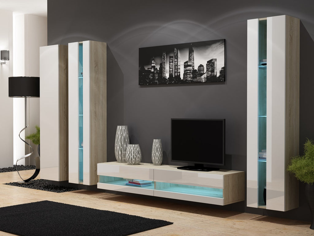 Cama VIGO NEW TV Stand 180x30x40 Sonoma/White Gloss