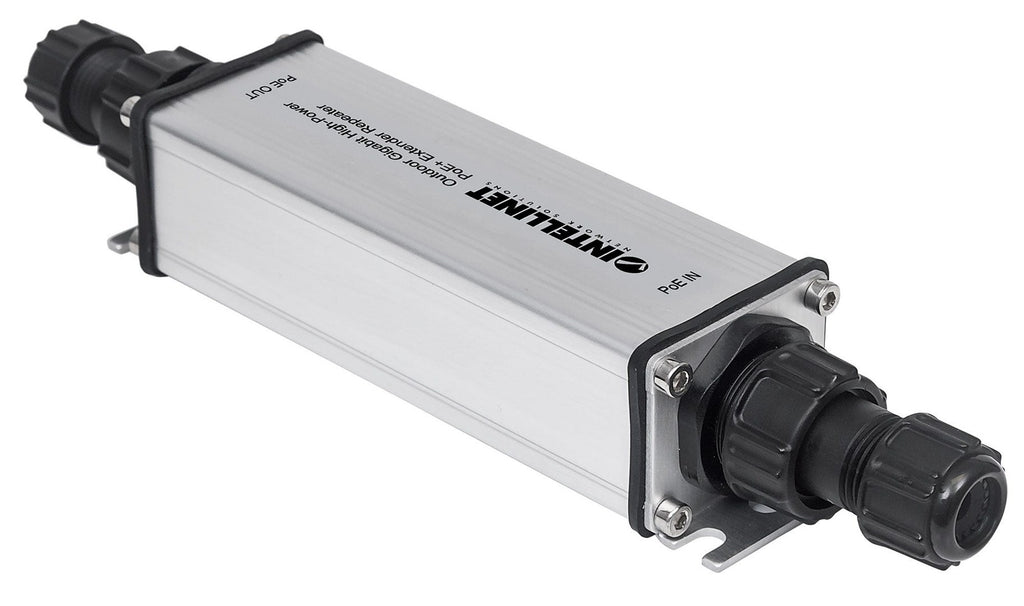 Intellinet Outdoor Gigabit High-Power PoE+ Extender Repeater 10Base-T 100Base-TX 1000Base-T RJ-45