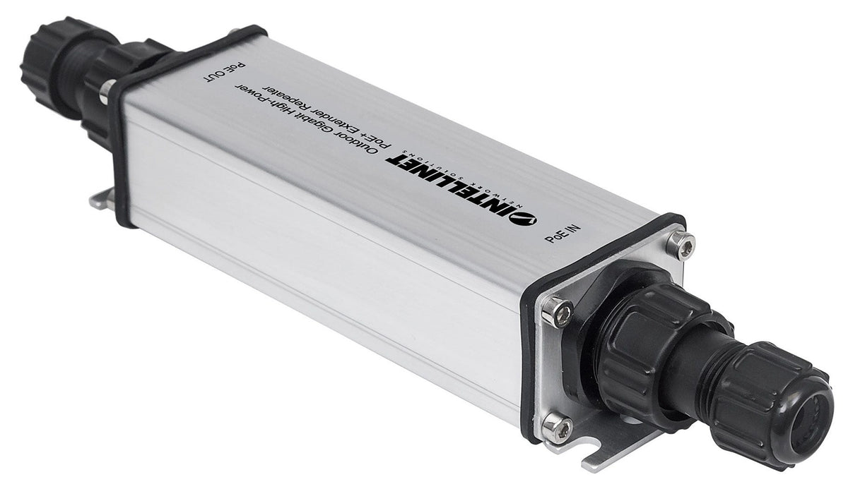 Intellinet Outdoor Gigabit High-Power PoE+ Extender Repeater 10Base-T 100Base-TX 1000Base-T RJ-45