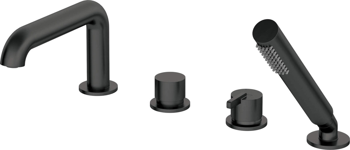 Deante 4-Hole Bathtub Mixer with Shower Set Freestanding Matt Black