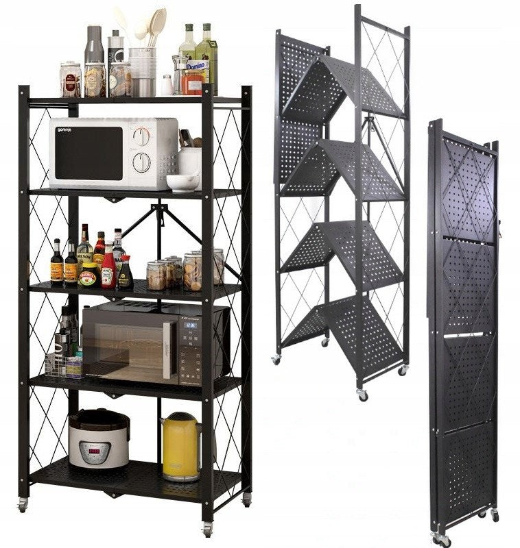 FS005 Foldable Warehouse Shelf Black 5 Shelves