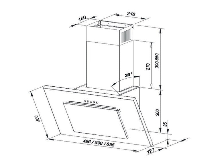 MAAN Vertical 2 90 305 m3/h Wall-mounted canopy  Black