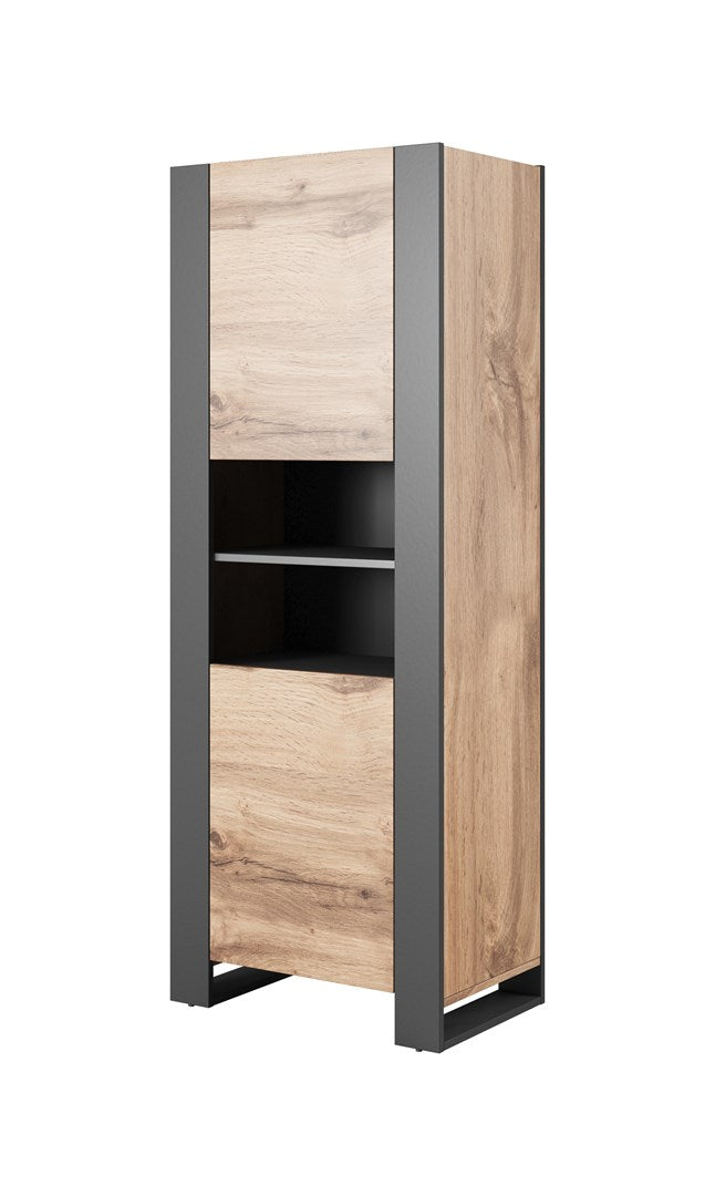 WOOD Bookcase 65x40x170 5 Oak Wotan + Anthracite