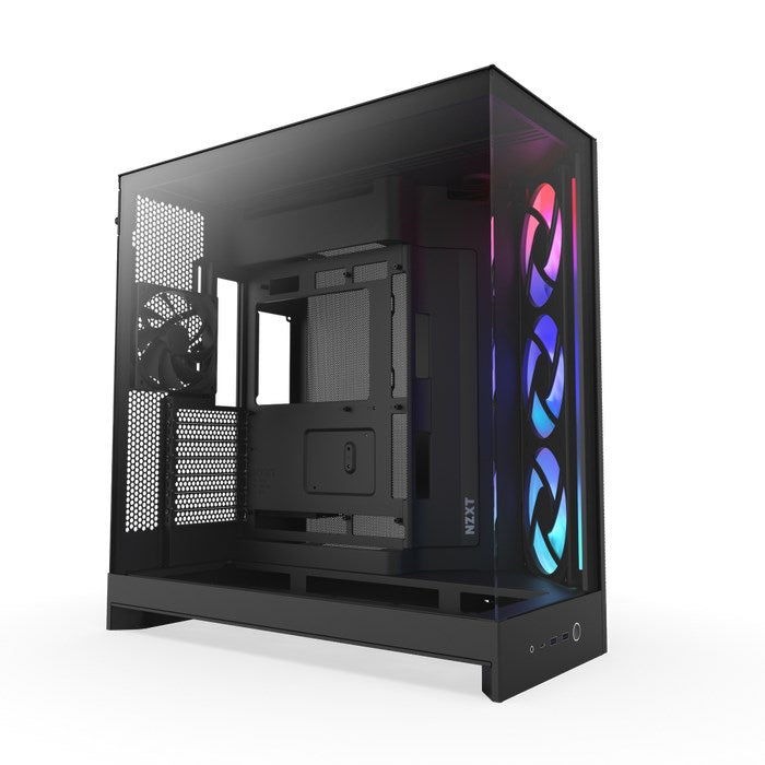 NZXT H9 Flow RGB Mid-Tower Case - Dual Chamber, RGB Fans Included, Black CM-H92FB-R1
