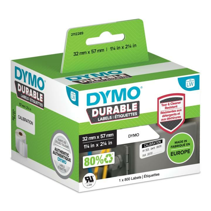 DYMO LabelWriter Durable Labels - 57 x 32 mm - White - Self-adhesive - Polypropylene - LabelWriter Wireless - 4XL - SE450 - 450