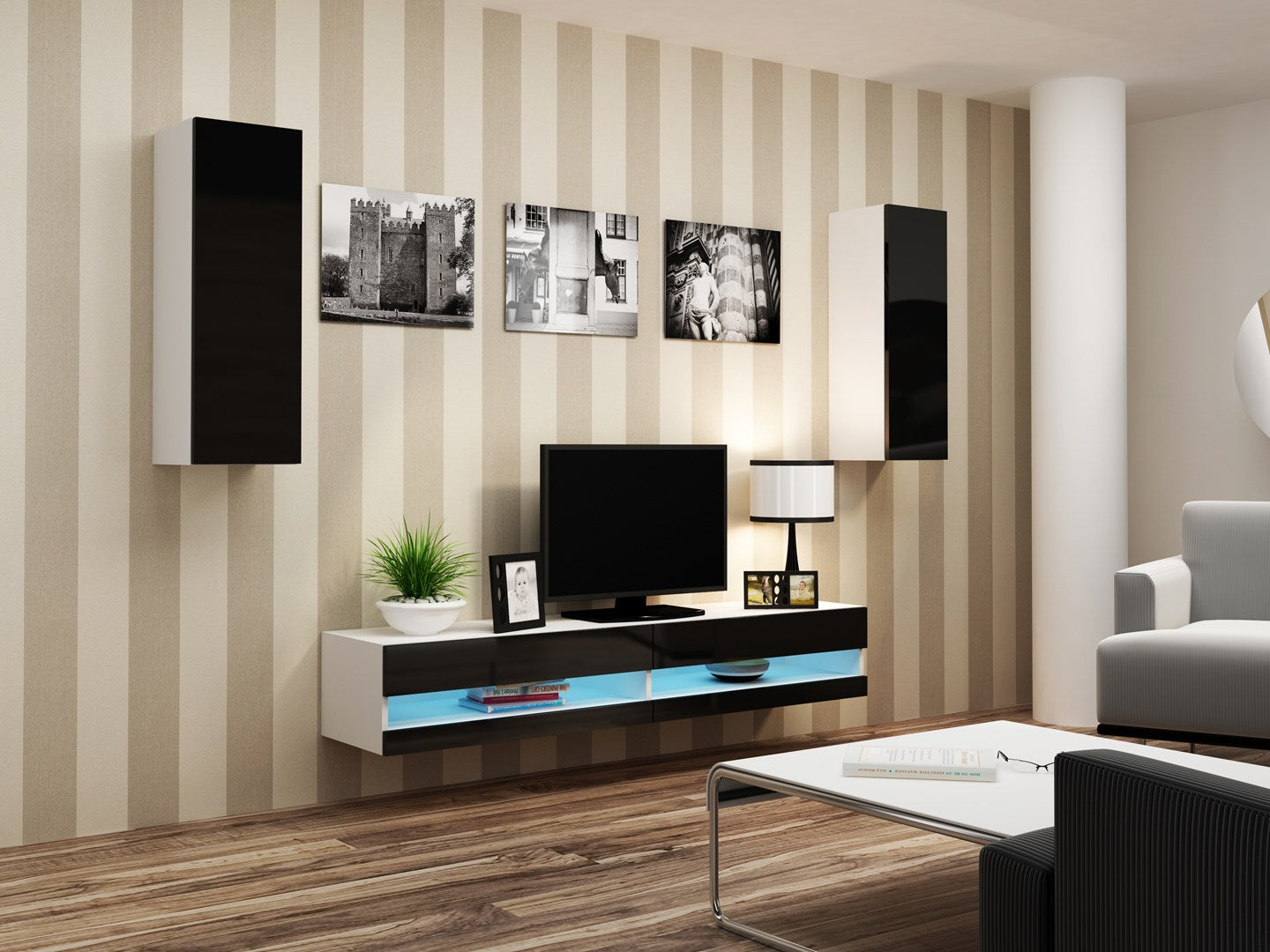 Cama VIGO NEW TV Stand 30/140/40 White/Black Gloss
