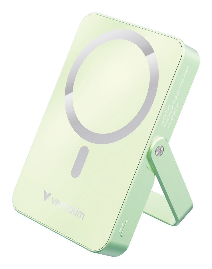 Verbatim Charge 'n' Go Magnetic Wireless Power Bank with stand - 10000 mAh Green