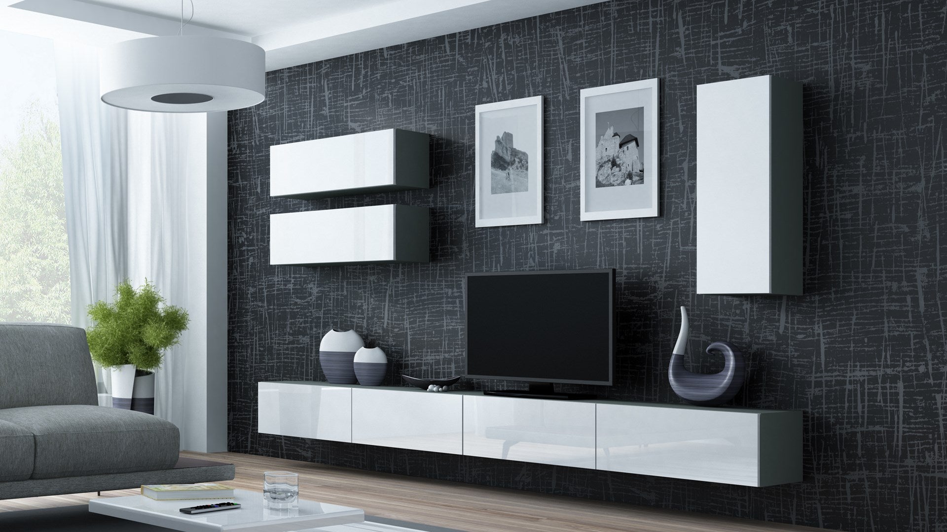 Cama Wall Cabinet VIGO 90 Full 90/35/32 Grey/White Gloss - 1 Door