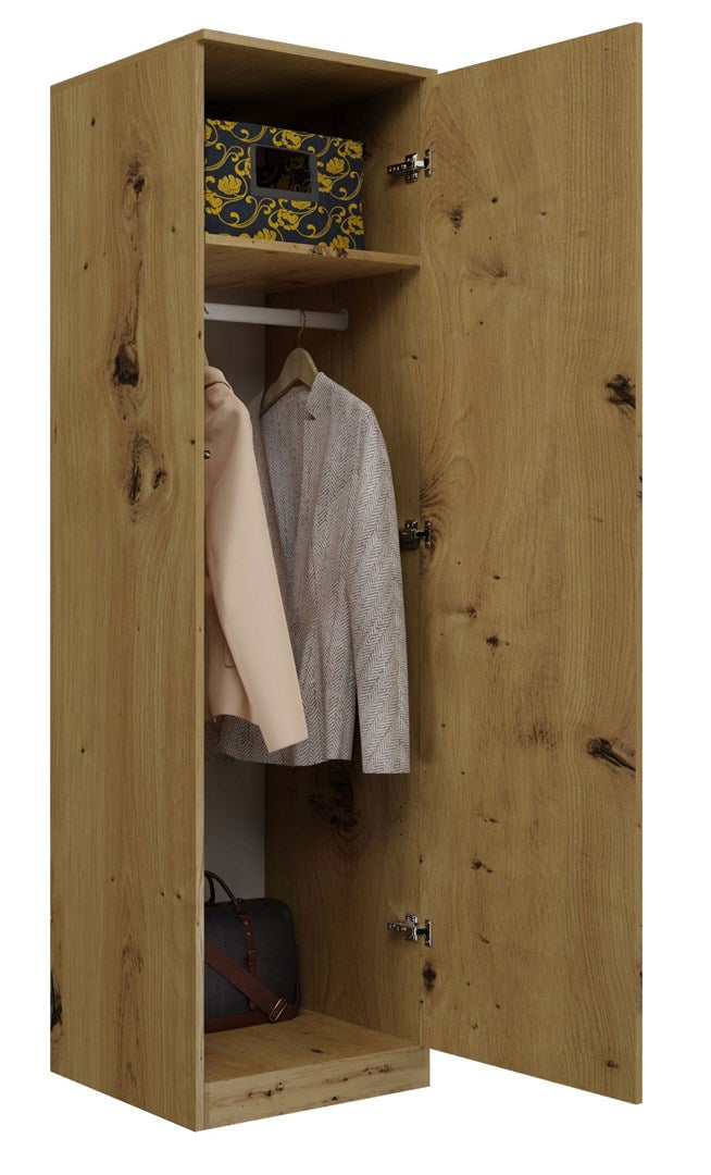 Topeshop SD-50 Artisan Wardrobe - Oak with 5 Shelves and 1 Door