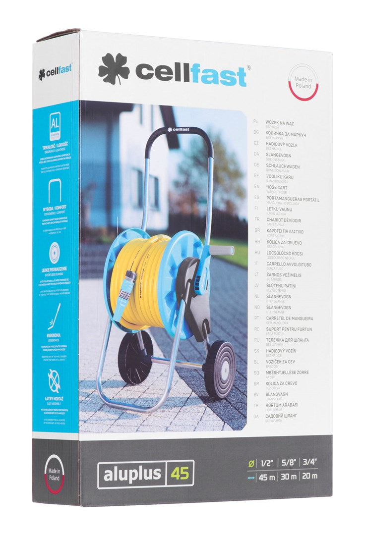 CELLFAST Garden Trolley 55-250 for 45 m Hose Capacity - Technopolymer - Blue