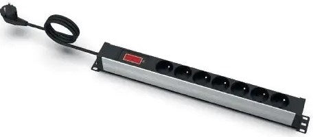 EMITER 19 Inch 7-Pole Power Strip 3 m Cable Black Model EM/LZ19.07F.3S.A