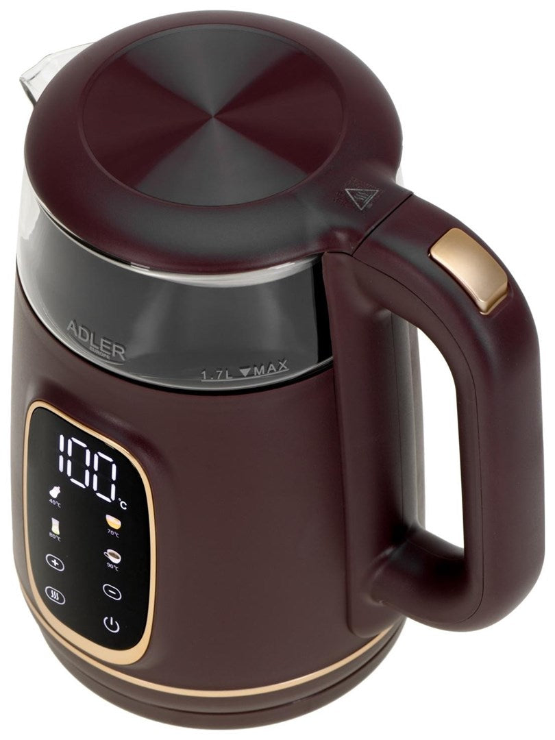 Adler AD 1305 Electric Kettle 1.7 L Burgundy with Temperature Control