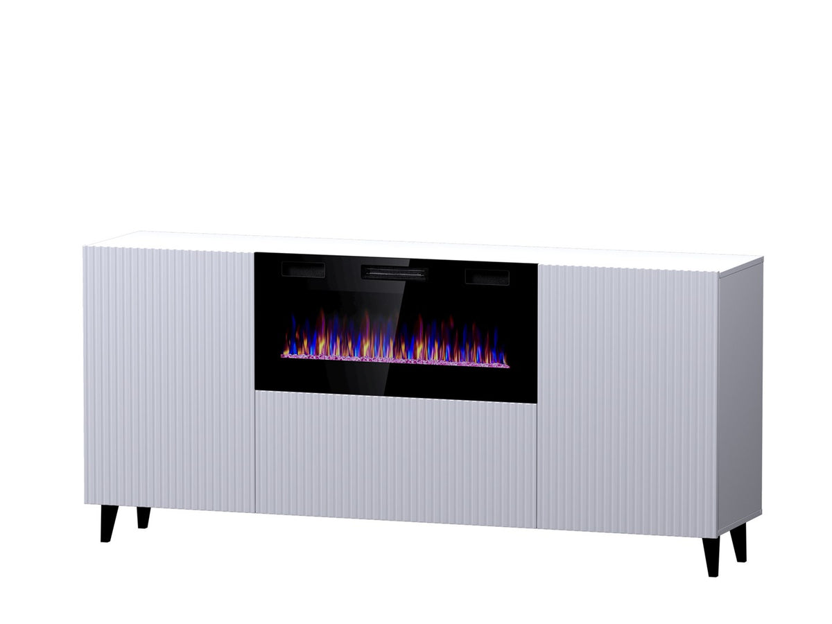Cama MEBLE PAFOS KOM+K BI Chest of Drawers - Electric Fireplace, 3 Doors