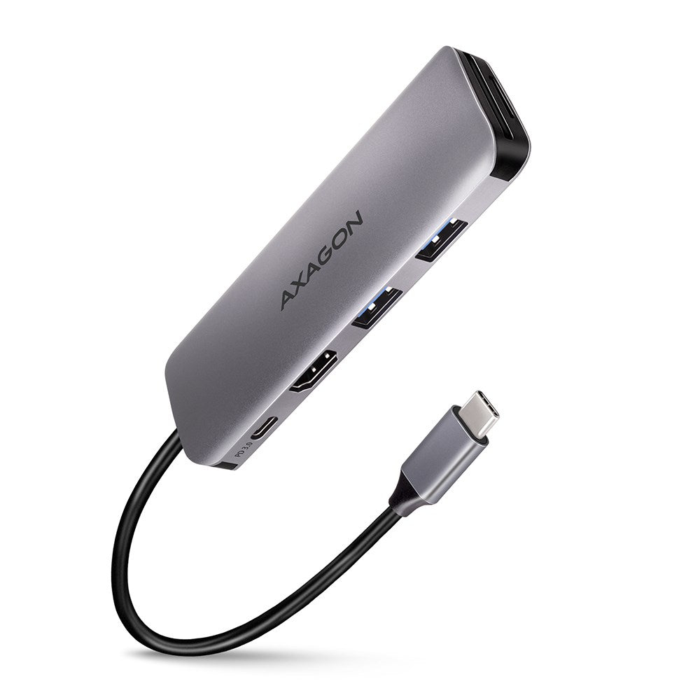 AXAGON HMC-5 USB 3.2 Gen 1 Hub 2x USB-A, HDMI, SD/microSD, PD 100W 20 cm USB-C Cable