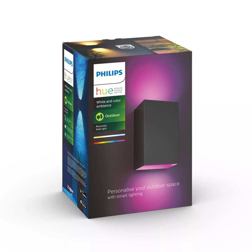 Philips Hue Outdoor Wall Light Black 1200 lm IP44 Compatible with Alexa, Google Home, Apple HomeKit Model 8718696174388