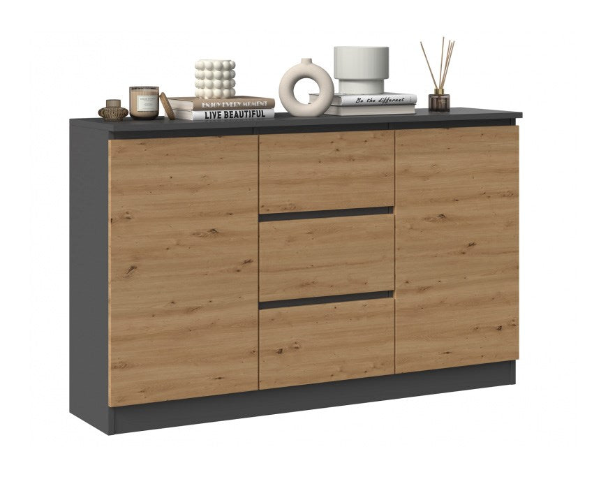 2D3S Chest of Drawers 120x30x75 cm Anthracite/Artisan 2D3S