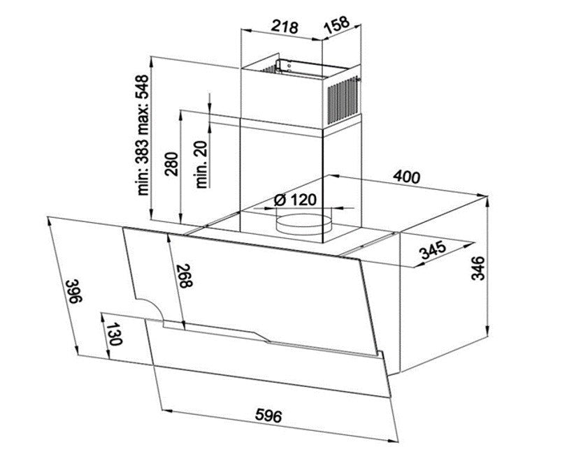 MAAN Wall-mounted Hood 620 m³/h, Black | Model OZET60JFPK.S3.MC.KSB.NS_EO