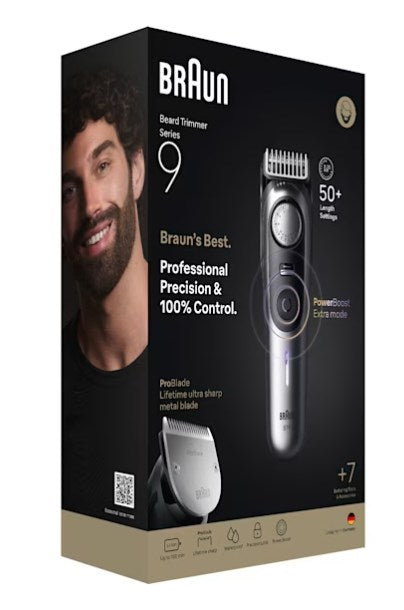 Braun BeardTrimmer 9 BT9520 beard trimmer Battery 52 2 cm Wet & Dry Black  Grey