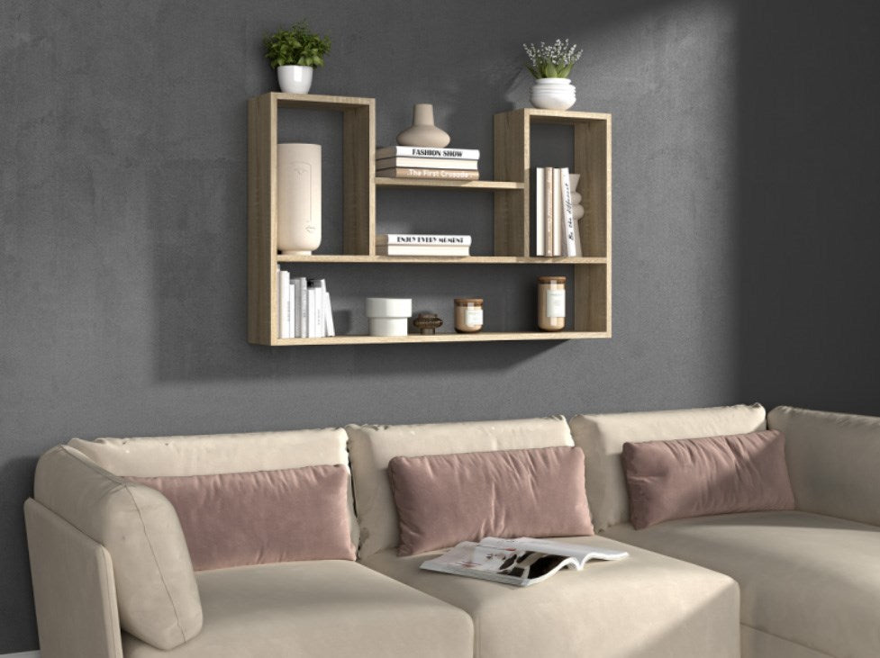 BILBAO 4P Hanging Bookcase Sonoma Oak Wall-Mounted 100x16x60 cm