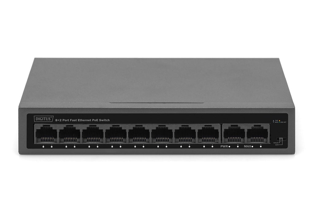 DIGITUS 8+2 Port FE PoE Switch 802.3at 10/100 Mbps (DN-95354)