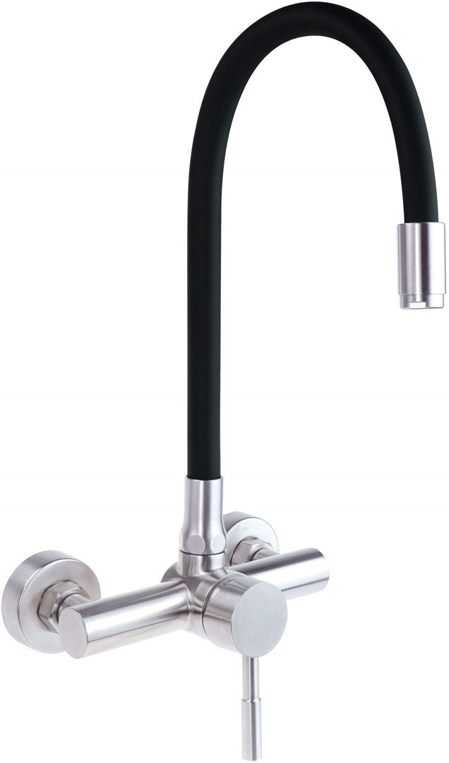 Wall-mounted kitchen faucet with bent spout