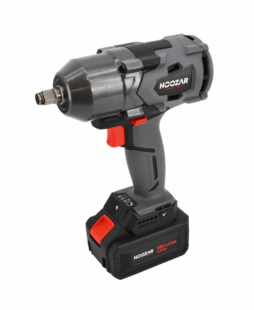 HOOZAR 1/2" Impact Wrench 18V with 1x 4.0Ah Battery 600Nm - IW20BL-M1 1x4.0Ah