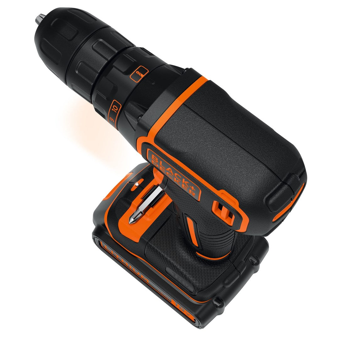 BLACK+DECKER Cordless Drill/Driver - 10 mm Chuck - 30 N·m - 2 Batteries - 18V - MPN: BDCDC18KB-QW