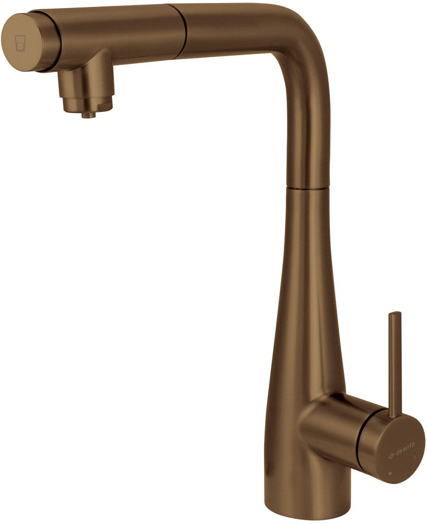 Deante Kitchen Faucet Antique Brass Pull-Out Spout Water Filter Connection
