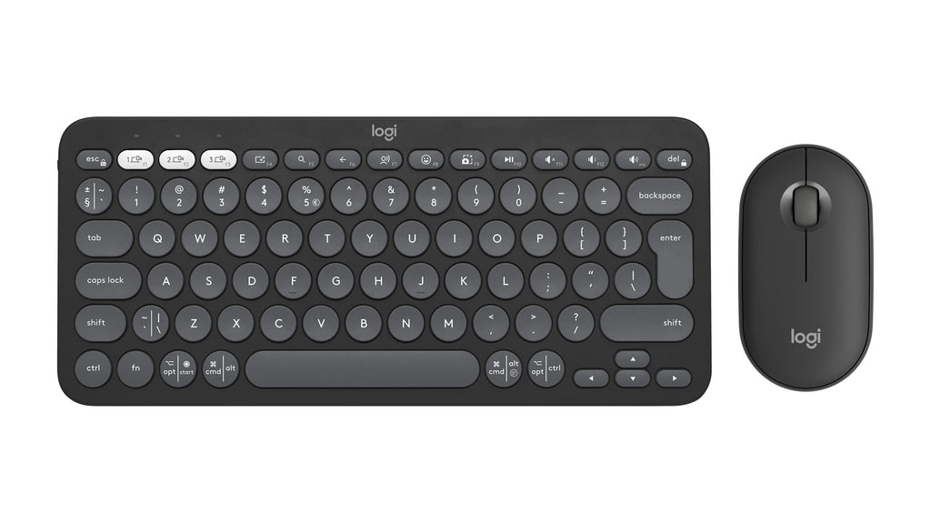 Logitech 920-012239 keyboard Mouse included Universal RF Wireless + Bluetooth QWERTY US International Graphite