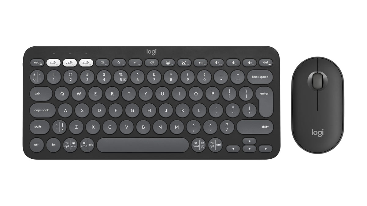 Logitech 920-012239 keyboard Mouse included Universal RF Wireless + Bluetooth QWERTY US International Graphite