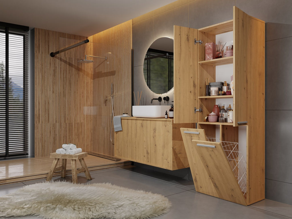 Topeshop NEL 2K DD ART KPL Bathroom Storage Cabinet Oak