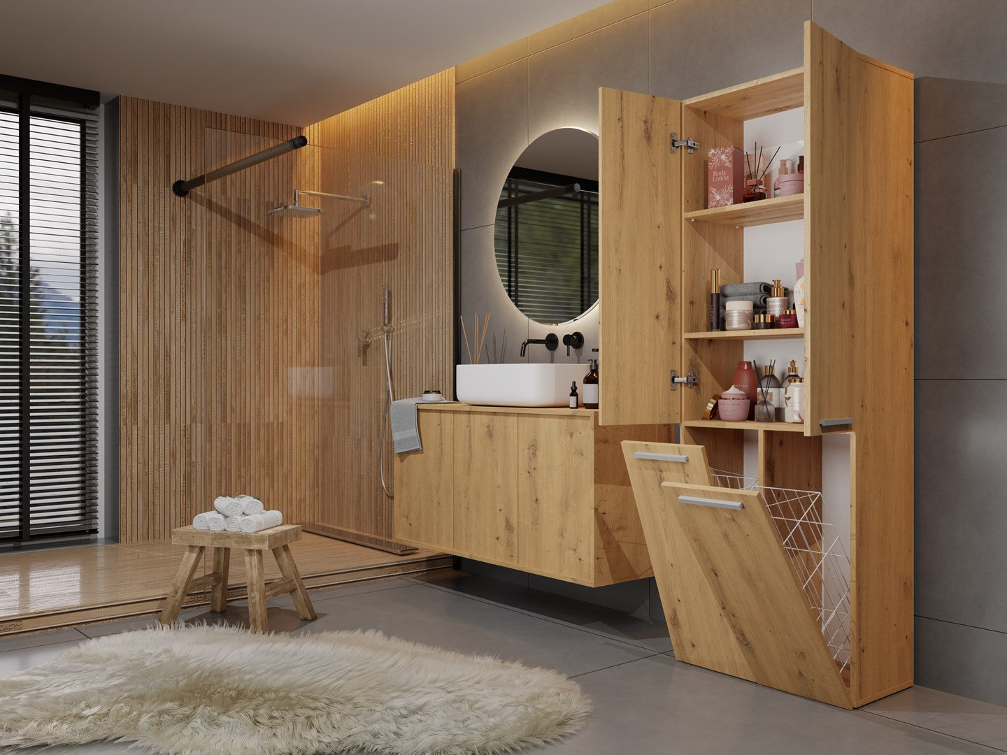 Topeshop NEL 2K DD ART KPL Bathroom Storage Cabinet Oak