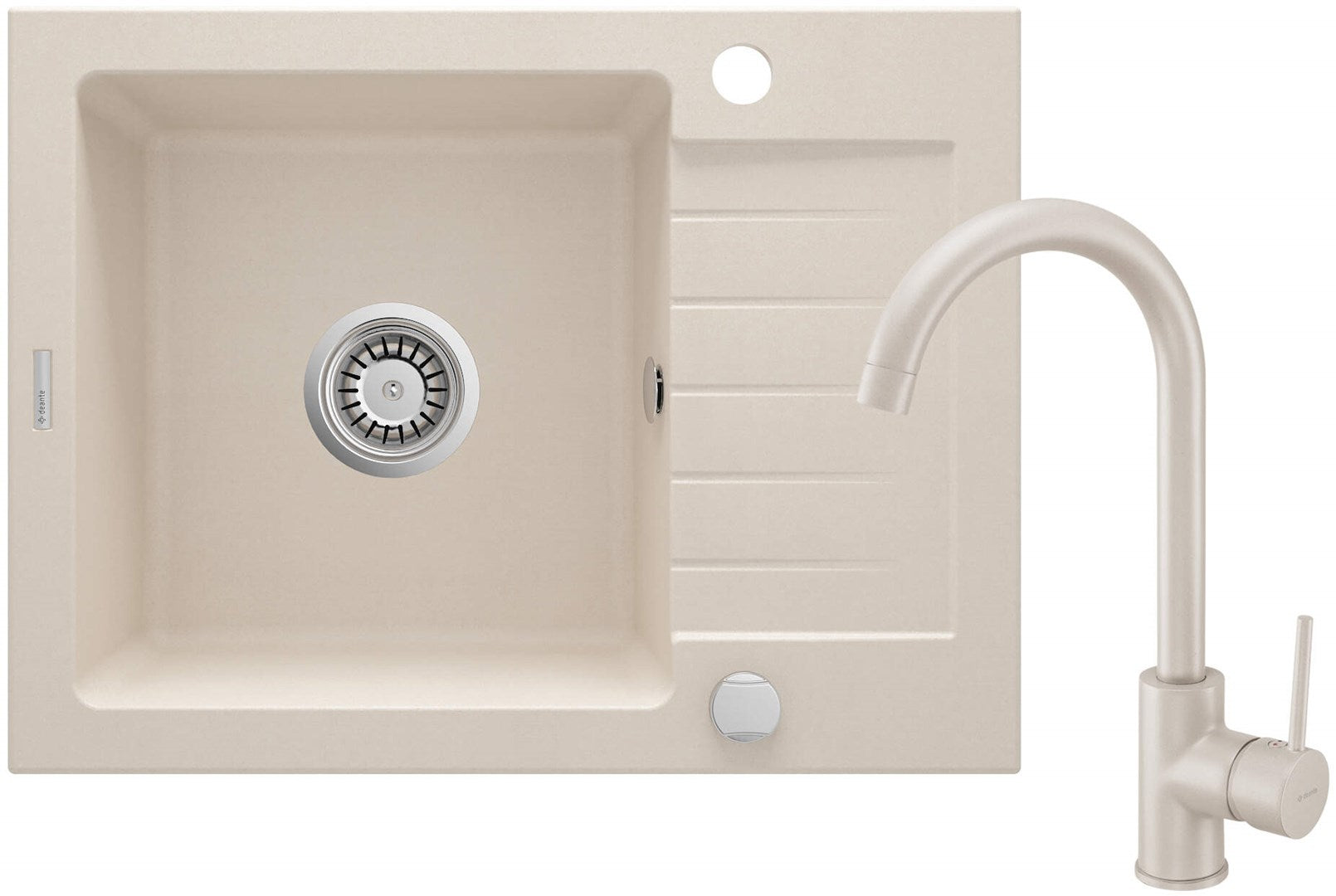 Deante Zorba 1-Bowl Granite Sink with Faucet 58x44 cm Beige ZQZA511A
