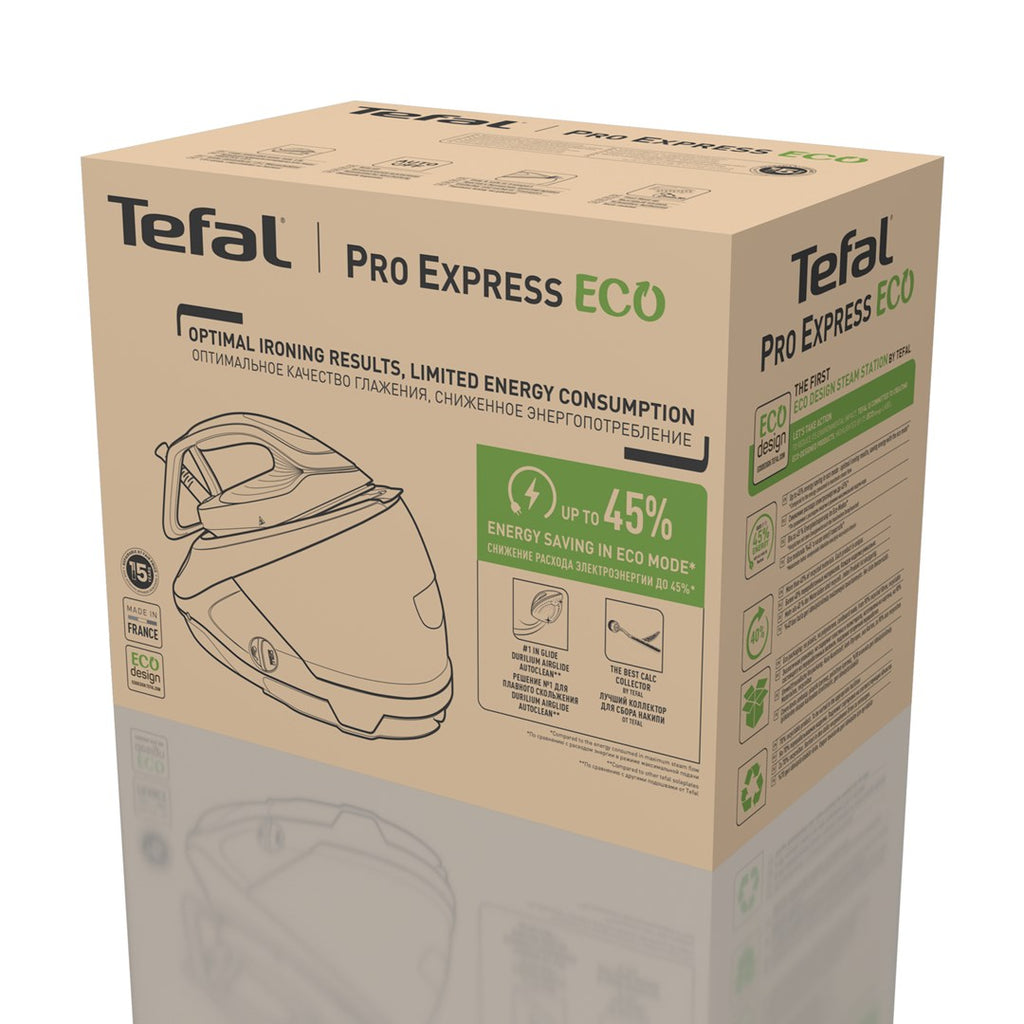 Tefal Pro Express Eco GV9E22E0 Steam Ironing Station 2200 W 1.8 L Durilium AirGlide Autoclean Soleplate Beige White