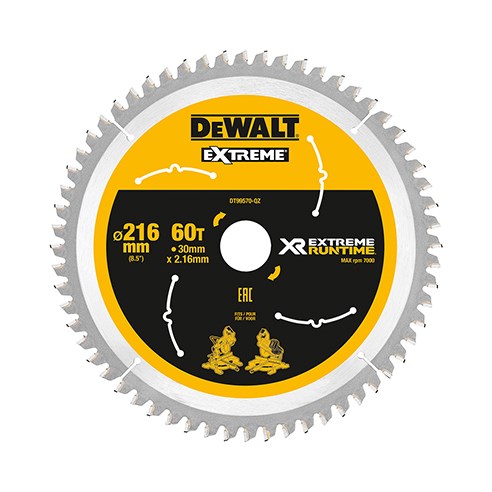 DeWalt Circular Saw Blade 216 mm 60 Teeth XR FlexVolt DT99570-QZ