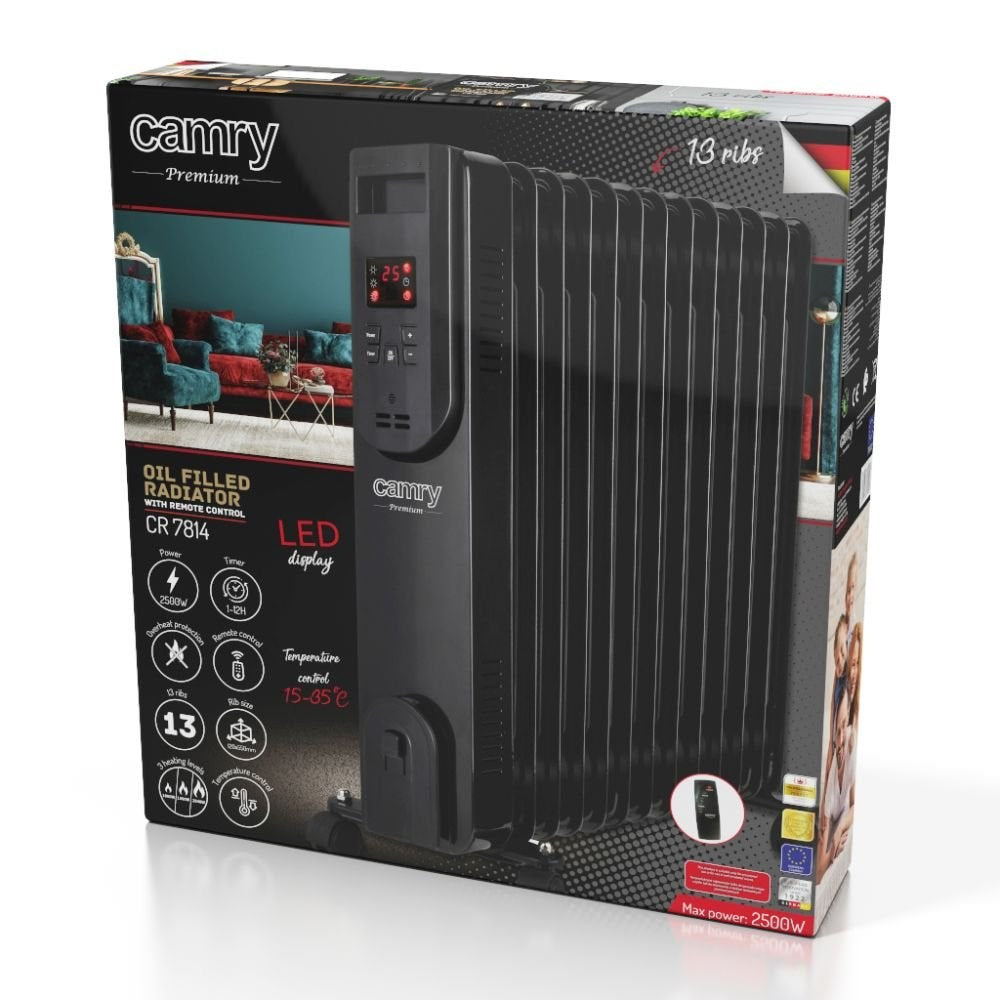 Camry Oil-Filled Radiator CR 7814 2500W with Remote Control
