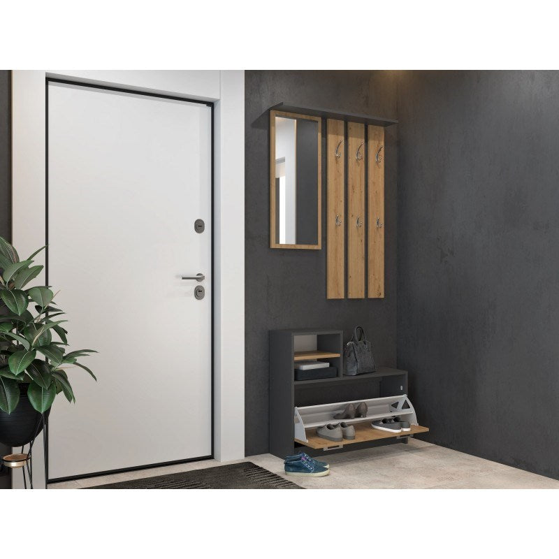 Topeshop GAR ANT/ART Entryway Cabinet, Anthracite Oak, 180 cm