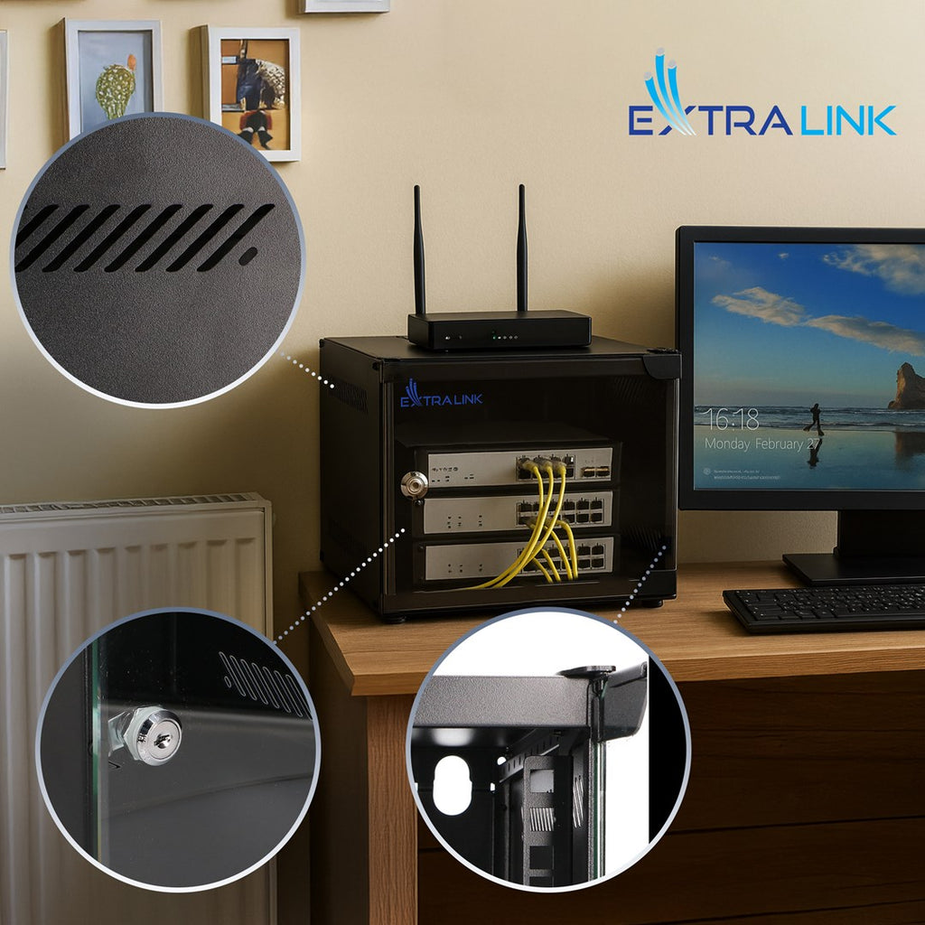 Extralink LITE 4U 10 280X310 WALL-MOUNTED RACKMOUNT CABINET BLACK Freestand/Wall/Floor mounted rack