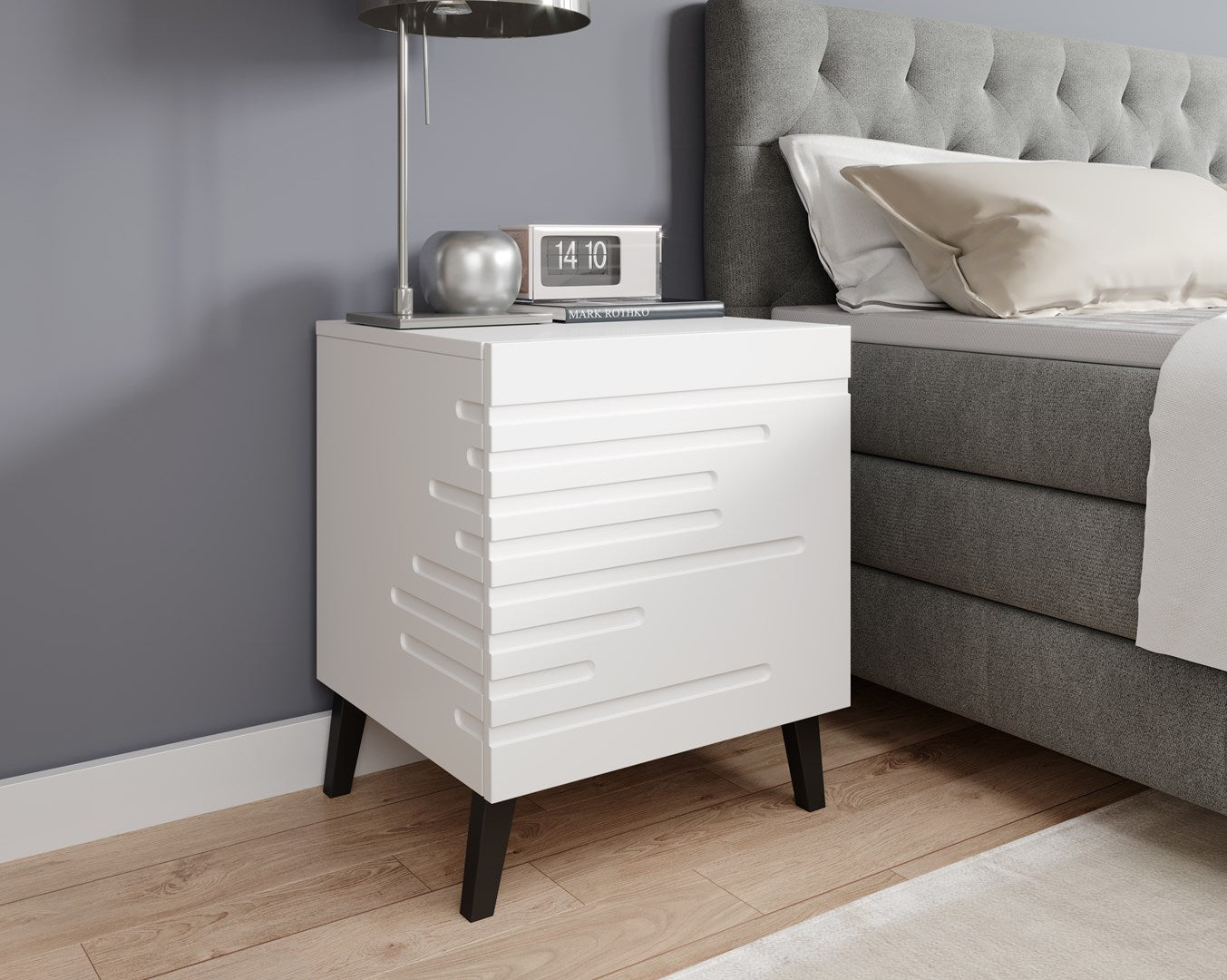 Cama Bedside Table NOVA 44x40x52 cm White Matt