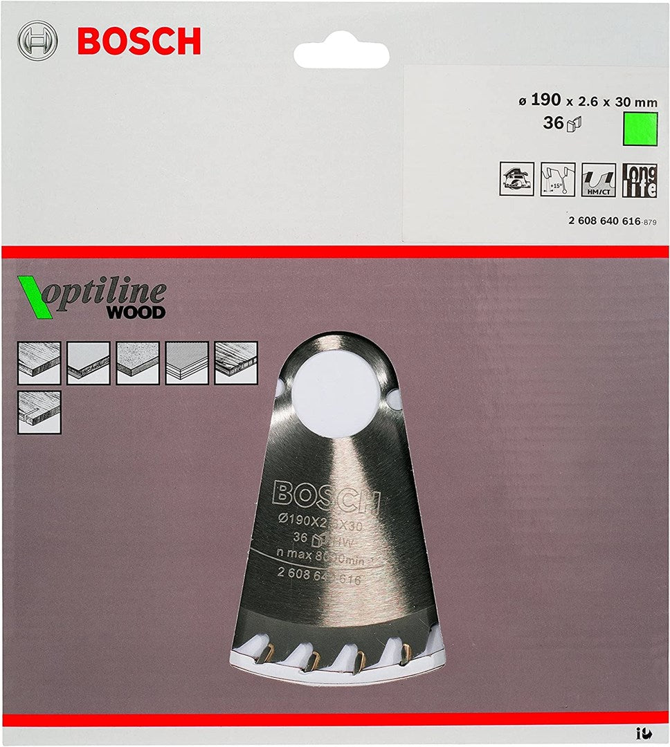 Bosch Optiline Wood Circular Saw Blades 190 x 30 x 2.6 mm - 36 Teeth