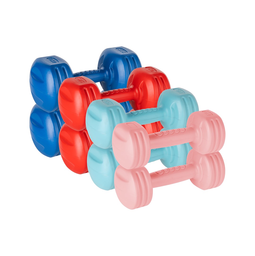 REBEL ACTIVE Bitumen Dumbbell Set 20 kg (2x1kg + 2x2kg + 2x3kg + 2x4kg)