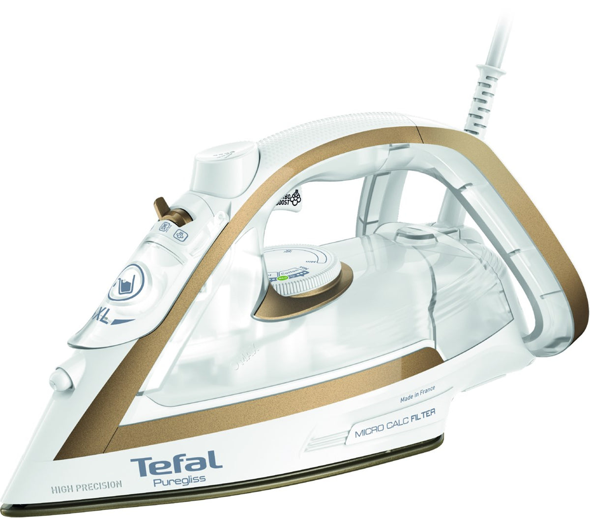 Tefal Puregliss FV8042 Iron Dry & Steam 3000 W Durilium AirGlide Bronze White