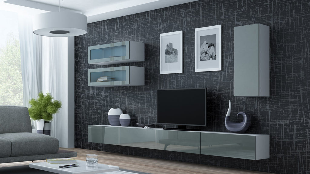 VIGO TV Stand 140 cm White/Grey Gloss RTV VIGO140