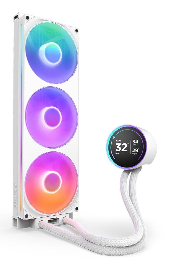 NZXT Kraken Elite 420 RGB AIO Liquid Cooler White - 420 mm Radiator, 3x 140 mm Fans