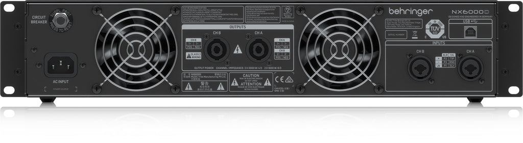 Behringer NX6000D Audio Amplifier - 2.0 Channels, 3000 Watts Power
